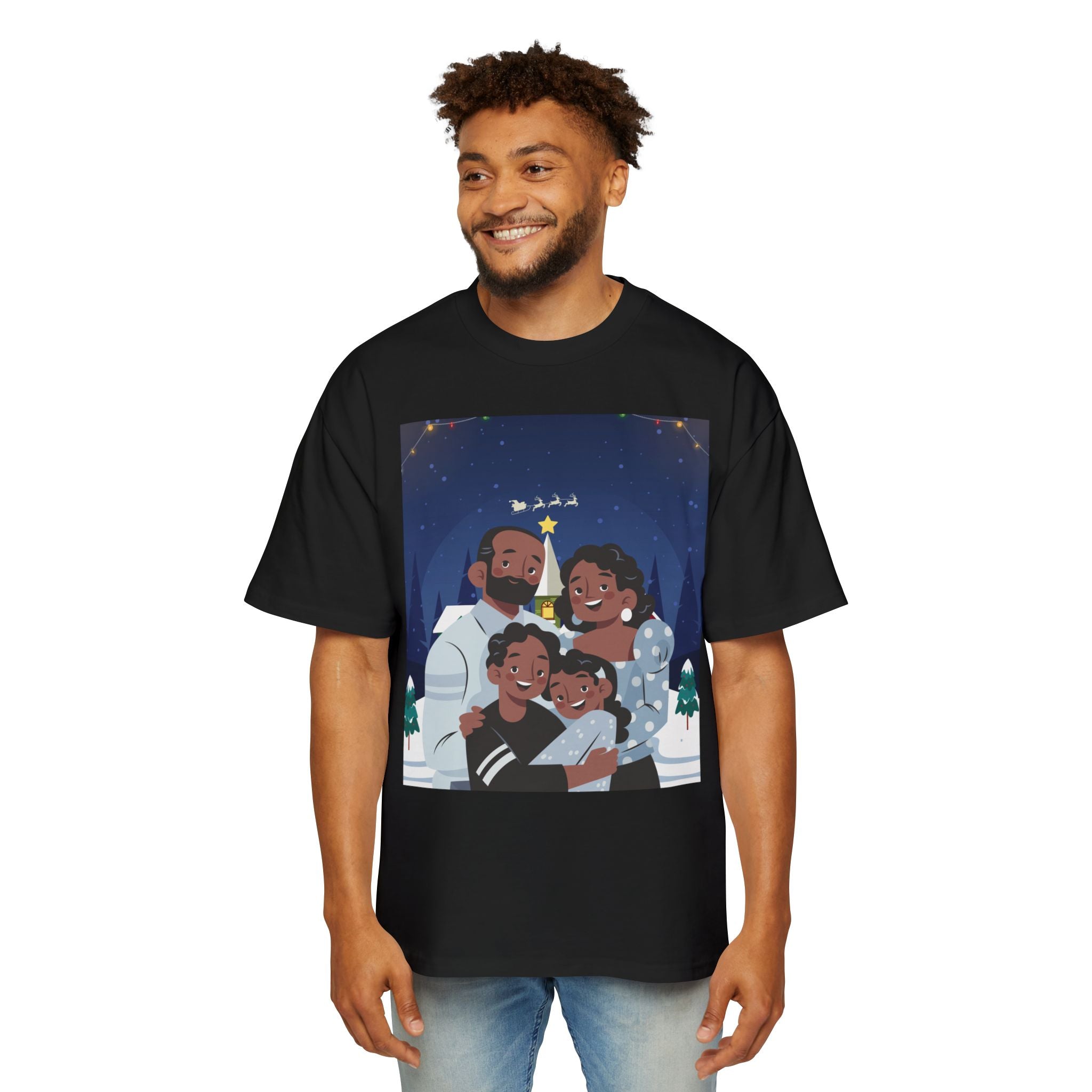 Happy Christmas Family | Men's Heavy Oversized Tee